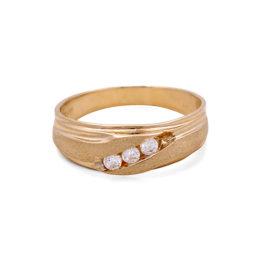 14K Yellow Gold Men's Wedding Band / Stone: Cz / Size: 10 / Weight: 3.7GR
