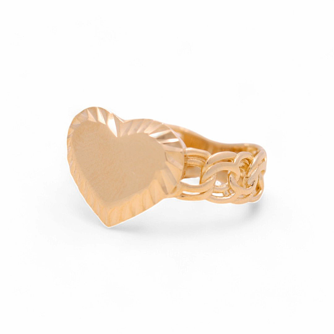 14K Yellow Gold Women’s Heart Ring / Size 8.5 / Weight: 3.2 GR / COWR4HR-12