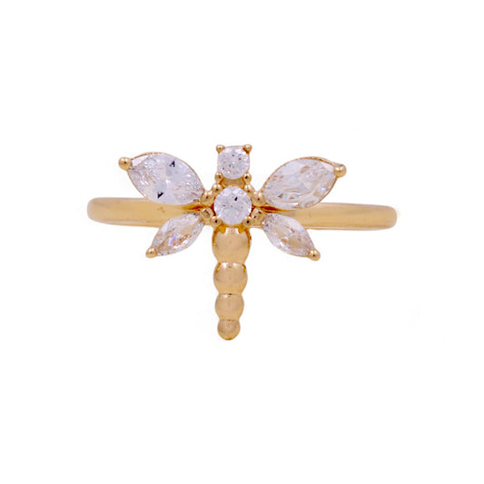 14K Yellow Gold Woman’s Dragonfly Ring / Stone: CZ / Size: 6.5 / Weight:1.6 GR / IEEWR4DF