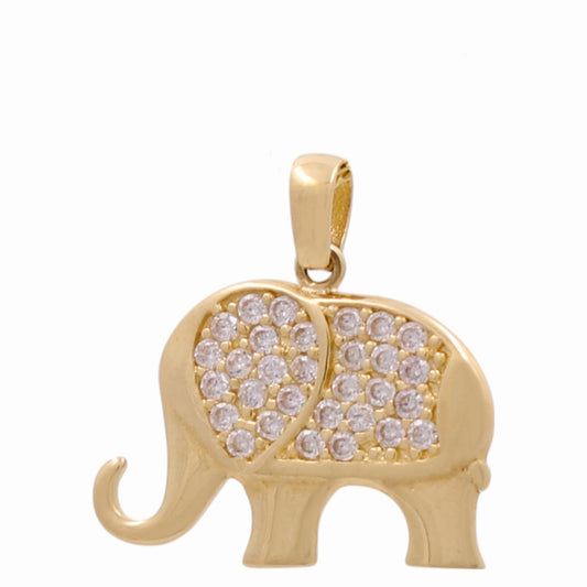14K Yellow Gold Elephant Pendant with Cz / Weight: 1.5 GR
