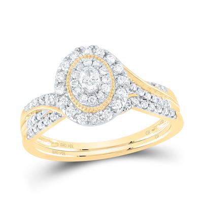 14K Yellow Gold Diamond Double Halo Bridal Ring / Size: 7 / 183435