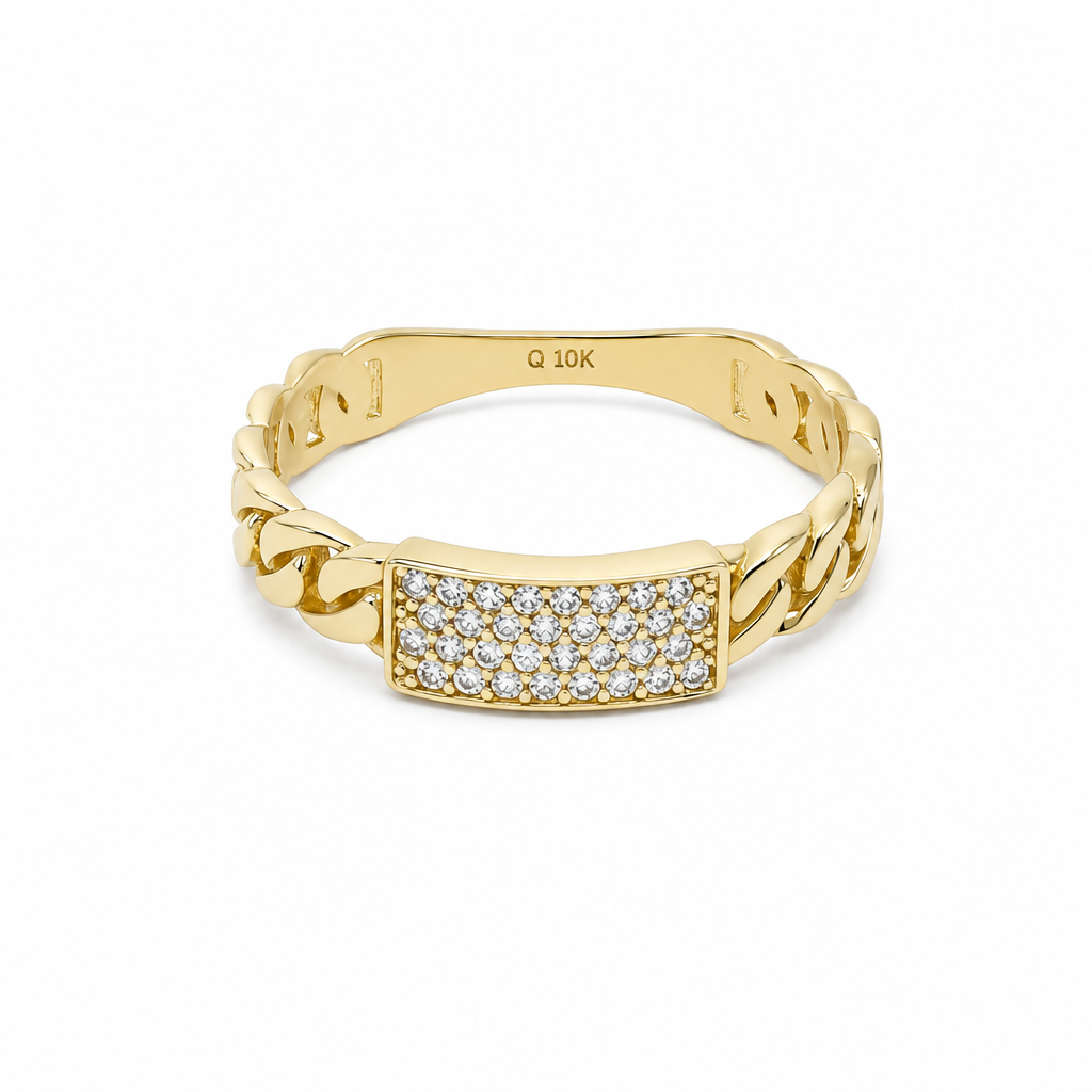 10K Yellow Gold Fashion Women's Ring with Cz Stone / Size: 8.5 / Weight: 2 GR / DQWR0FS-120