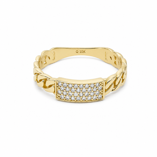 10K Yellow Gold Fashion Women's Ring with Cz Stone / Size: 8.5 / Weight: 2 GR / DQWR0FS-120