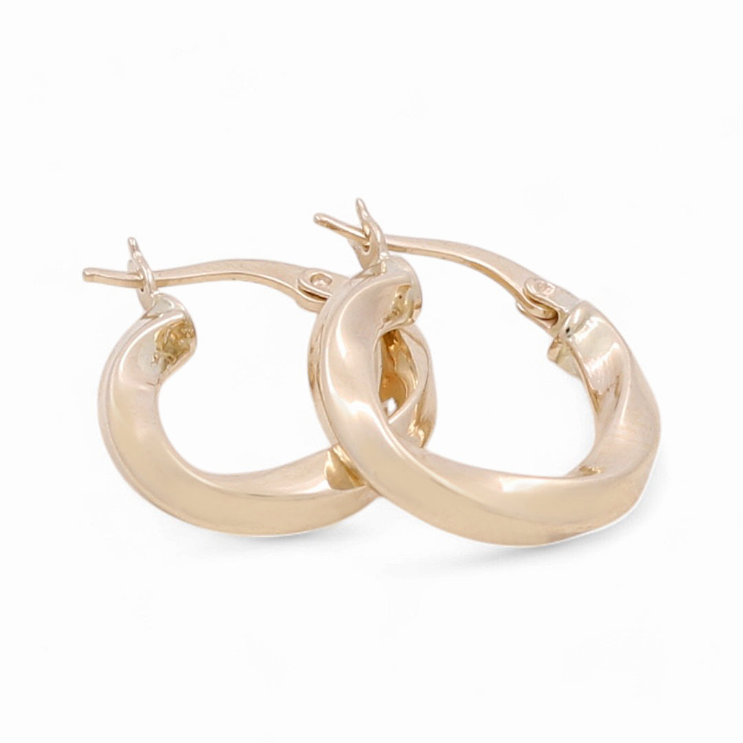 14K Yellow Gold Twist Hoops Earrings / Size: 3mm X 11mm / Weight: 1.5 GR / KOEH4TR3x11