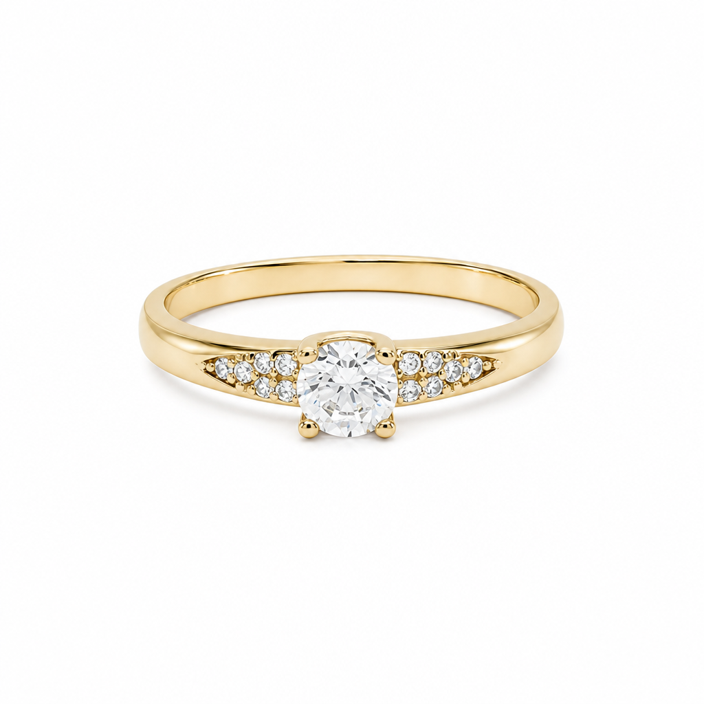 14K Yellow Gold Women's Engagement Ring / Stone: Cz / Size: 7 / Weight: 1.9 GR / DQWR4ER-1
