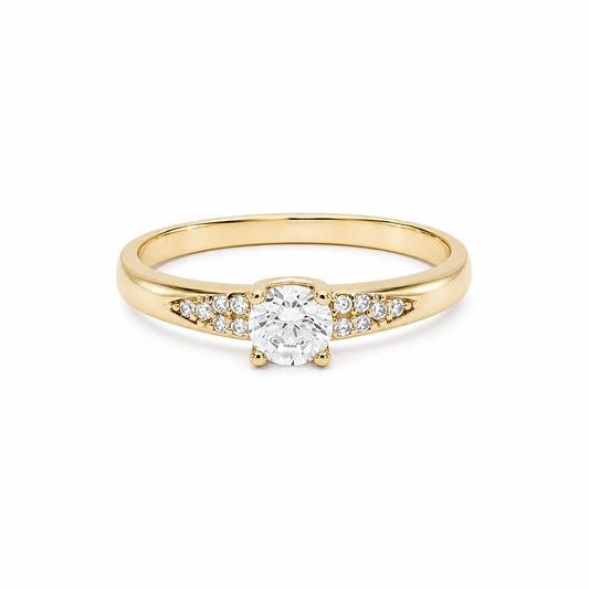 14K Yellow Gold Women's Engagement Ring / Stone: Cz / Size: 7 / Weight: 1.9 GR / DQWR4ER-1