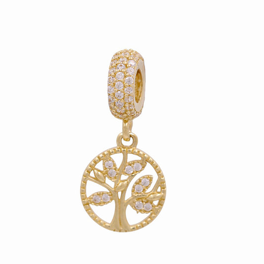 14K Yellow Gold Tree of Life Bracelet Charm / Weight: 1.9 GR / Stone: Cz / P24CH-18