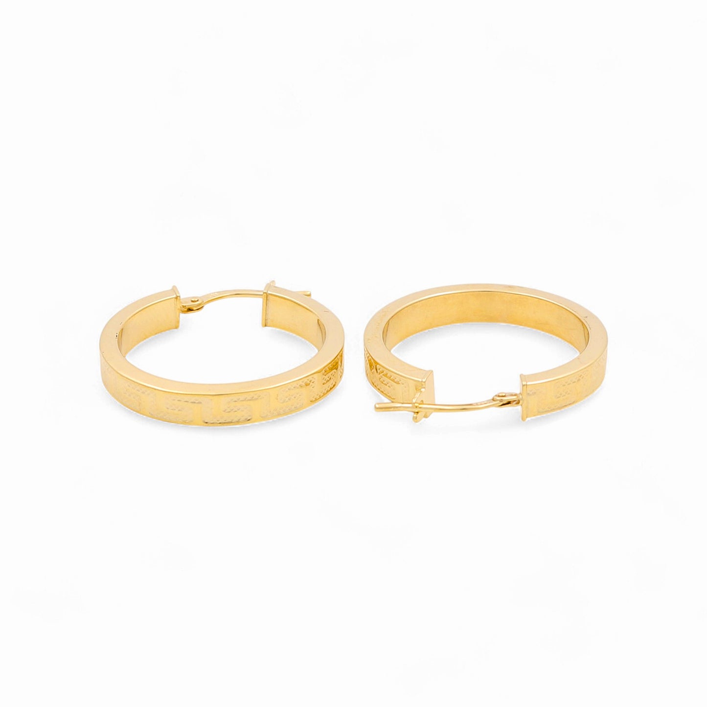 14K Yellow Gold Women's Greek Hoops Earrings / Size: 4mmx30mm / Weight: 3.4 GR / 240-00736