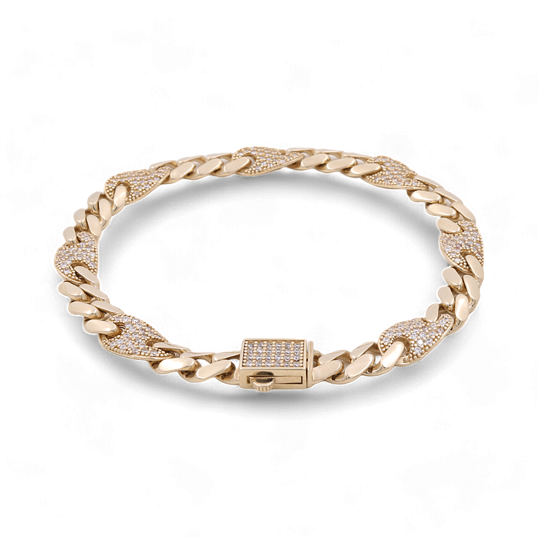 14K Yellow Gold Fashion Women’s Bracelet / CZ / Size: 7.5” / Weight: 12.7 GR / CSWB4FS-2