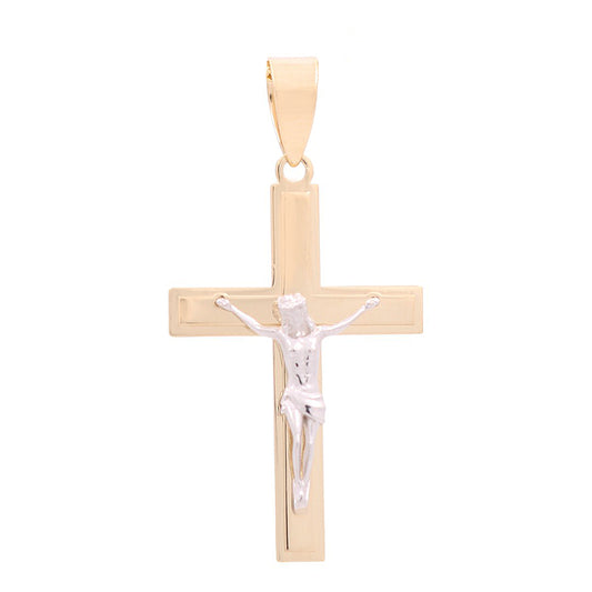 14K Yellow and White Gold Cross with Christ Pendant / Weight: 1.5 GR / 711-00144