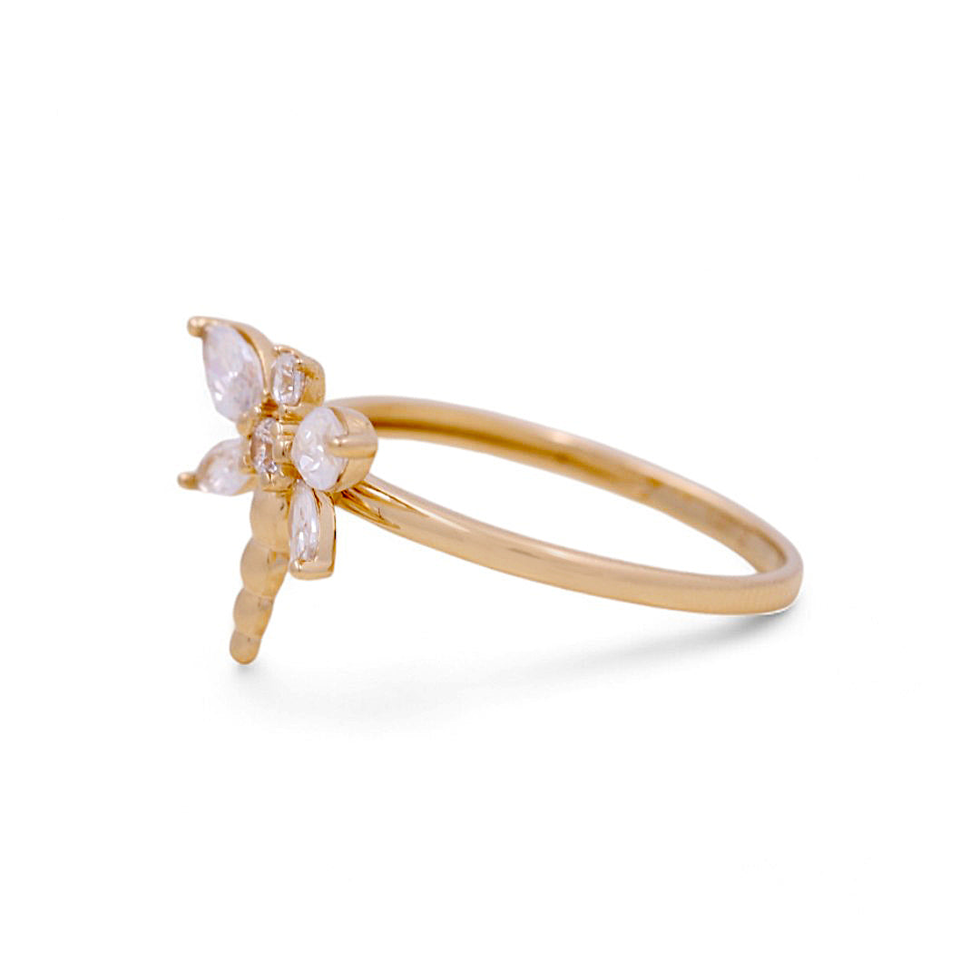 14K Yellow Gold Woman’s Dragonfly Ring / Stone: CZ / Size: 6.5 / Weight:1.6 GR / IEEWR4DF