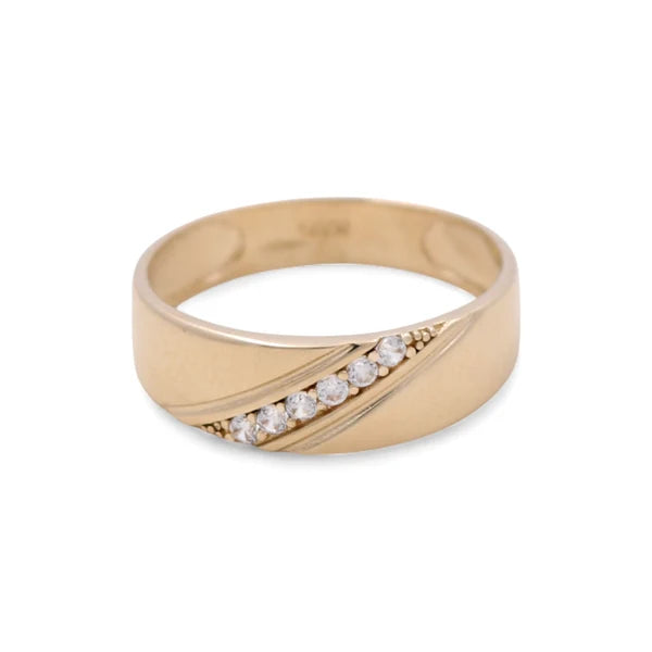 14K Yellow Gold Men’s Wedding Band / Stone: Cz / Size: 10.5 / Weight: 2.7gr / KEEMWB4BS-42