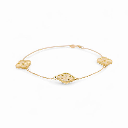 10K Yellow Gold Three Clover Women's Bracelet / Size: 7” / Weight: 3.6 GR / CQWB0CLV
