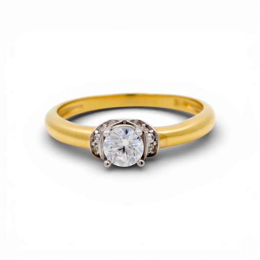 10K Yellow and White Gold Women's Engagement Ring / Stone: Cz / Size: 7 / Weight: 1.4 GR