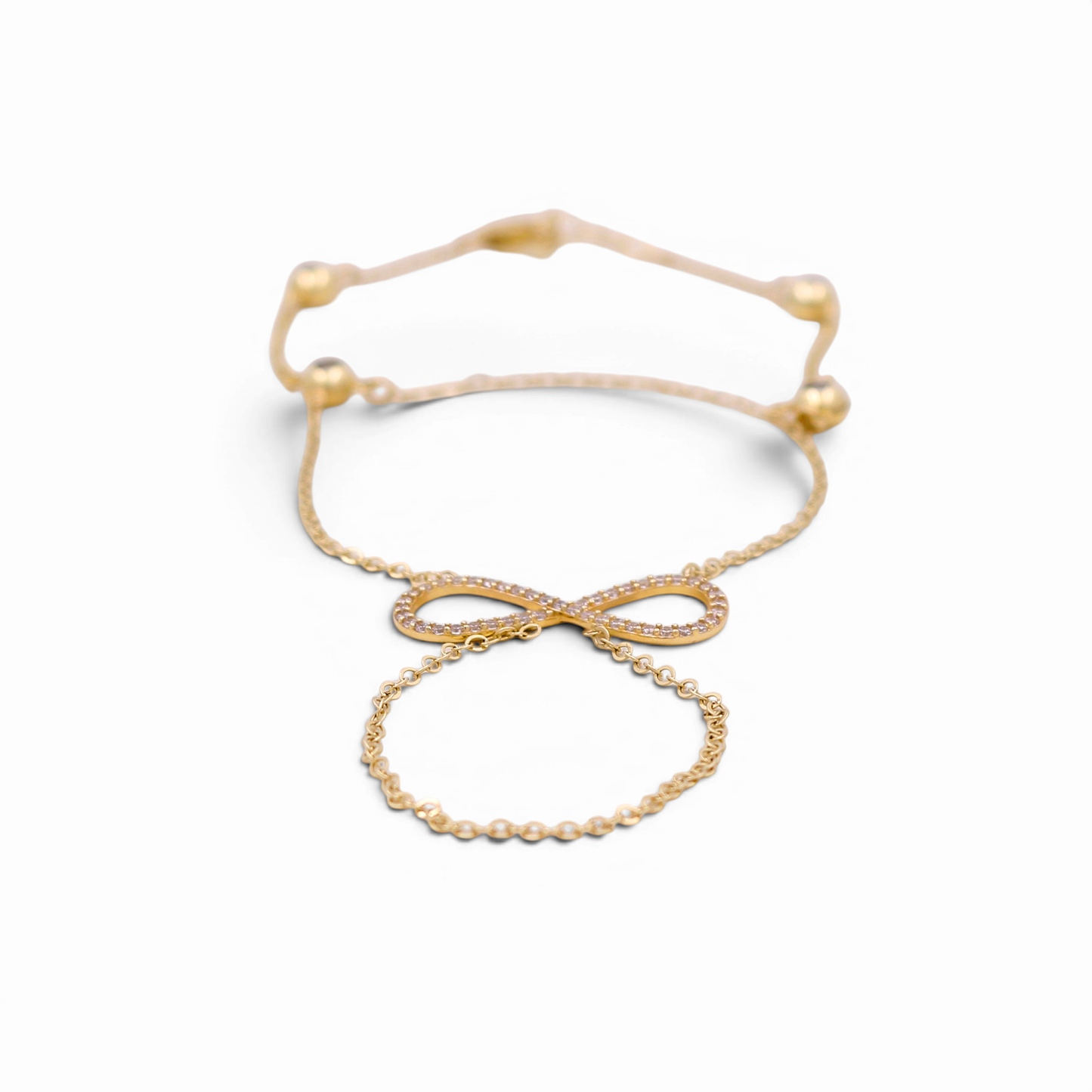 14K Yellow Gold Women's Clon Bracelet with Infinity / Size:7.5" / Weight: 5.1 GR / Stone: Cz