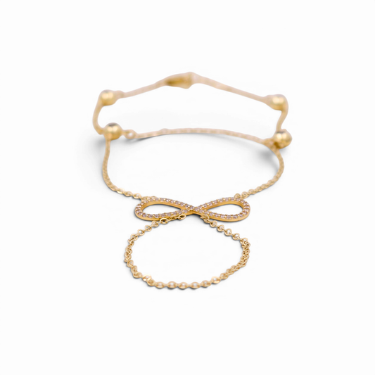 14K Yellow Gold Women's Clon Bracelet with Infinity / Size:7.5" / Weight: 5.1 GR / Stone: Cz