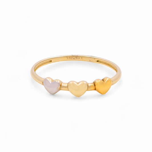 14k Three Tone Heart Women's Ring / Weight 1.0 GR / COWR3THR