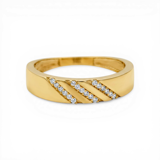 10K Yellow Gold Men’s Wedding Band with Cz / Size: 11.5 / Weight: 3.0 GR