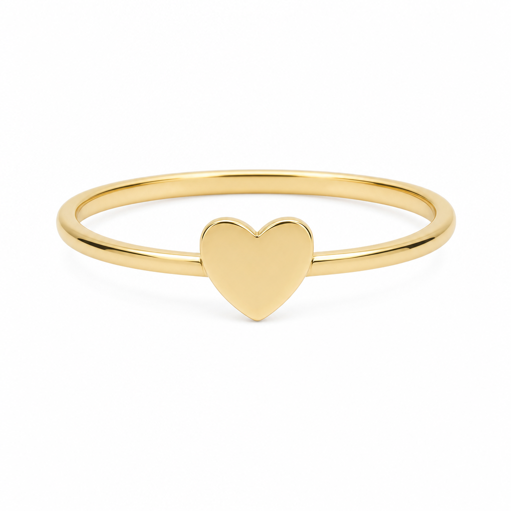 14K Yellow Gold Heart Women's Ring / Size: 7 / Weight: 1.1 GR / DQWR4HR-23