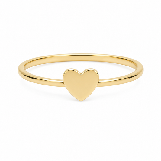 14K Yellow Gold Heart Women's Ring / Size: 7 / Weight: 1.1 GR / DQWR4HR-23