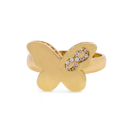 10K Yellow Gold Butterfly Women's Ring with Cz / Size: 8.5 / Weight: 2.6 GR / DQWR0BF