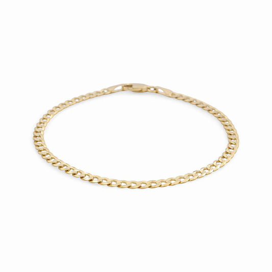 14K Yellow Gold Solid Curb Bracelet / Size: 3mm 7.5" / Weight: 2.5 GR / FCEEMB4CB3-7.5