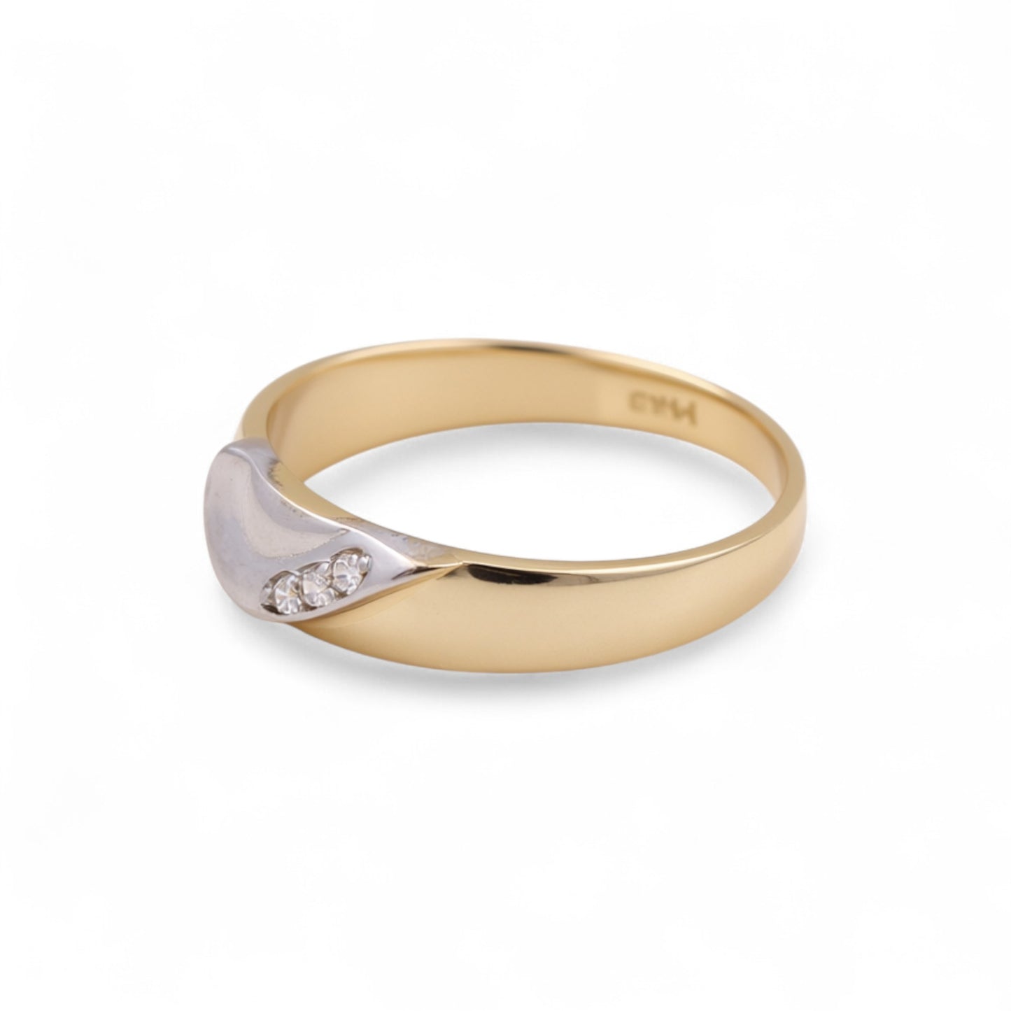 14K Yellow and White Gold Men’s Wedding Band / Stone: Cz / Size: 10.5 / Weight: 2.7 GR / DEEMWBTT4BS-1