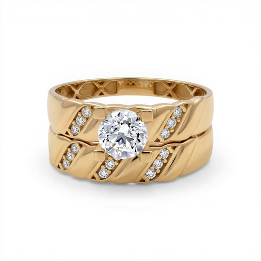10K Yellow Gold Women’s Bridal Set / Stone: Cz / Size: 7.5 / Weight: 3.8 GR