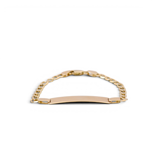 14k Yellow Gold BB Bracelet Flat Curb DC/ Size 3.5mm x 5"/ Weight 3.9 GR