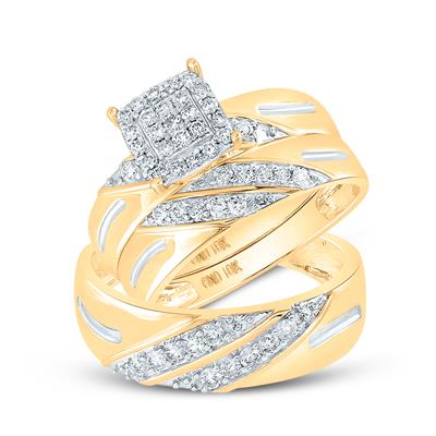 10K Yellow Gold Diamond Trio Set Ring / Stone: 5/8 CT Dia / Size: 7 & 10 / 118983
