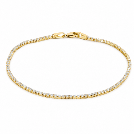 14K Yellow Gold Tennis Link Bracelet with Cz / Size: 1.5mm 7.5" / Weight: 2.1 GR / BCFWB4FS