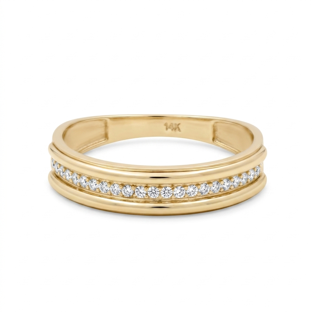 10K Yellow Gold Men’s Wedding Band with Cz / Size: 11.5 / Weight: 3.1 GR