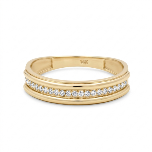 10K Yellow Gold Men’s Wedding Band with Cz / Size: 11.5 / Weight: 3.1 GR