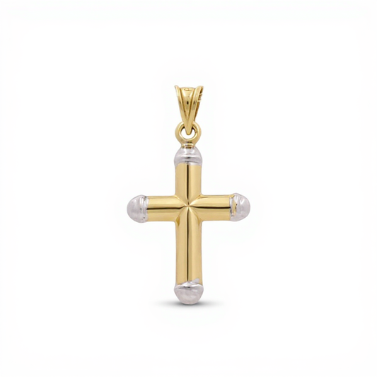 10K Yellow and White Cross Pendant / Weight: 0.8 GR / CQPDTT0CS