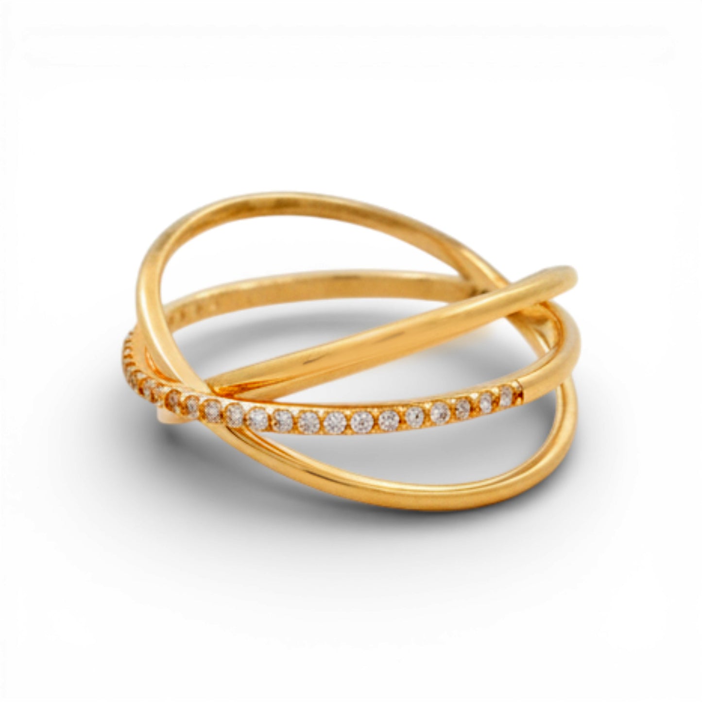 14K Yellow Gold Fashion Women's Ring with Cz / Size: 7.5 / Weight: 2.9 GR / Y25-429