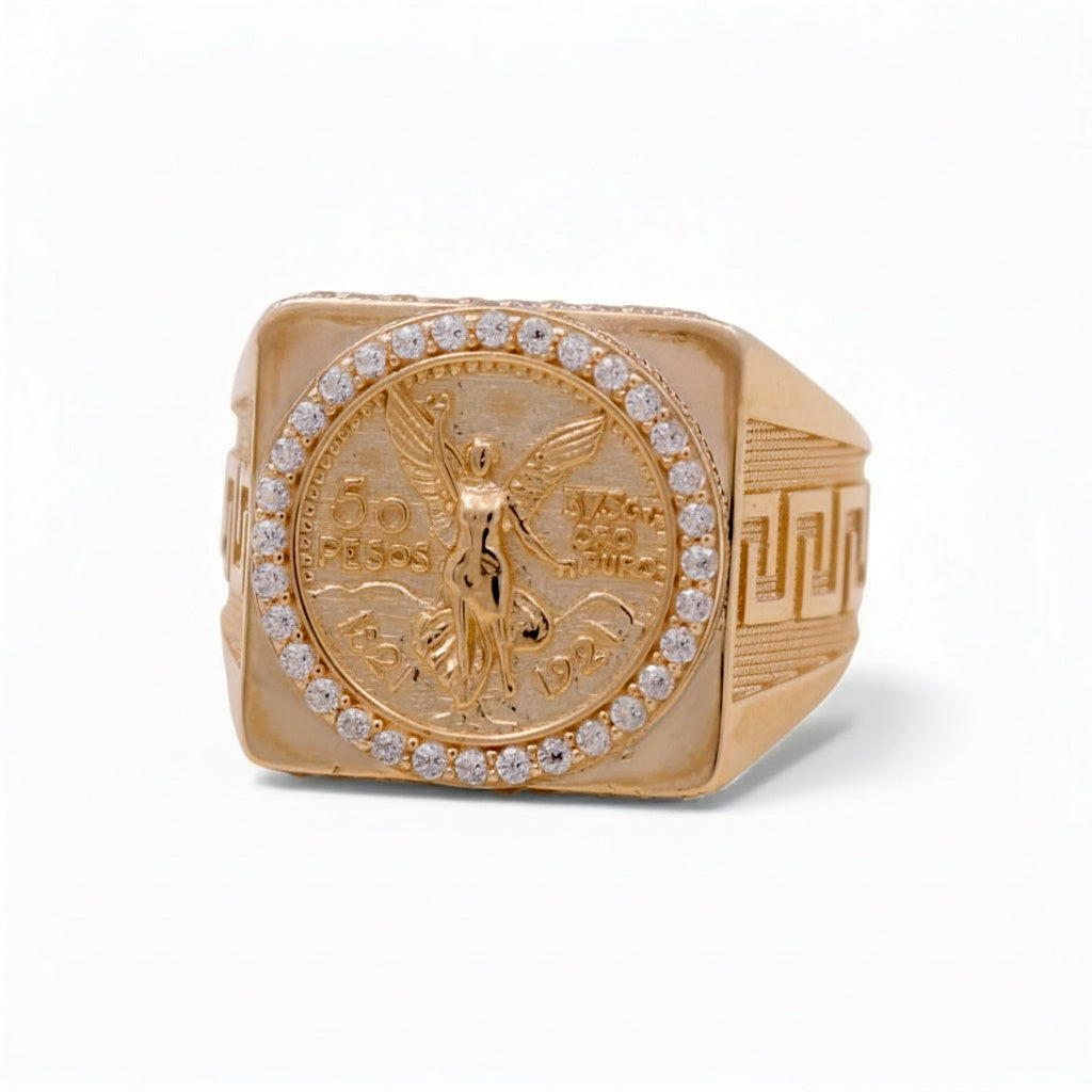 14K Yellow Gold Centenary Men’s Ring with Greek / Stone: Cz / Size: 10.5 / Weight: 6.5 GR / CCAMR4CT
