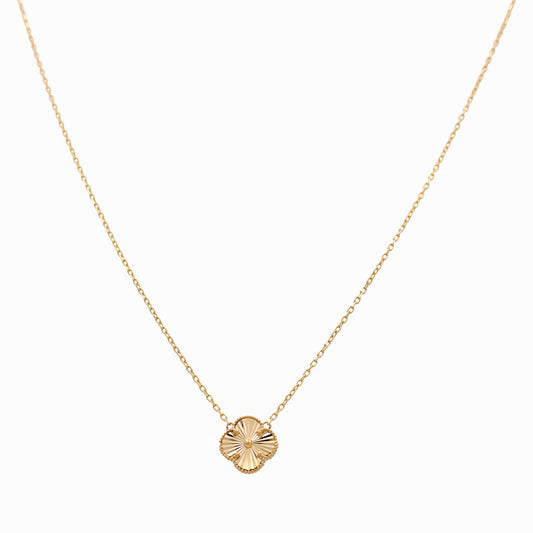 10K Yellow Gold One Clover Necklace / Size: 17” 13mm / Weight: 3.3 GR / DQNK0CLV-2