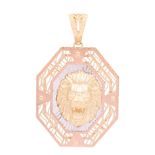 14K Yellow, White and Rose Gold Lion Pendant / Weight: 15 GR / 711-00201