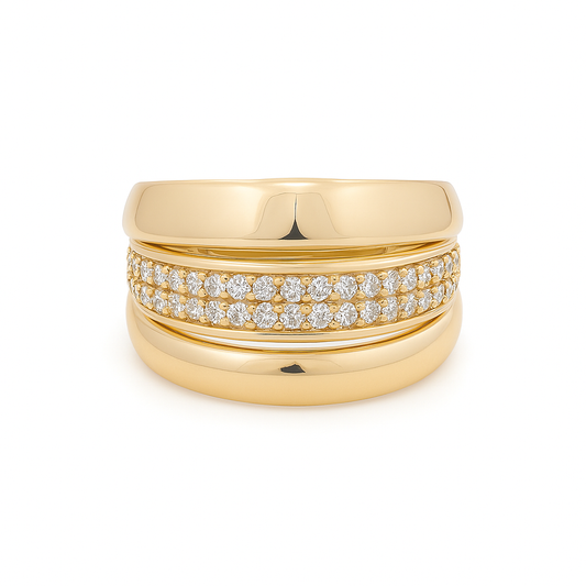 14K Yellow Gold Fashion Women's Ring with White Stones / Size: 8 / Weight: 4.8 GR / DQWR4FS-7