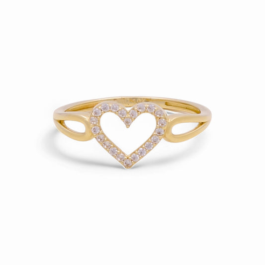 10K Yellow Gold Fashion Heart Women's Ring with Cz/ Size:8 / Weight: 1.3 GR / P03R-2429