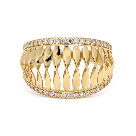 10K Yellow Gold Fashion Women's Ring with CZ / Size: 7.5 / Weight: 2.2 GR