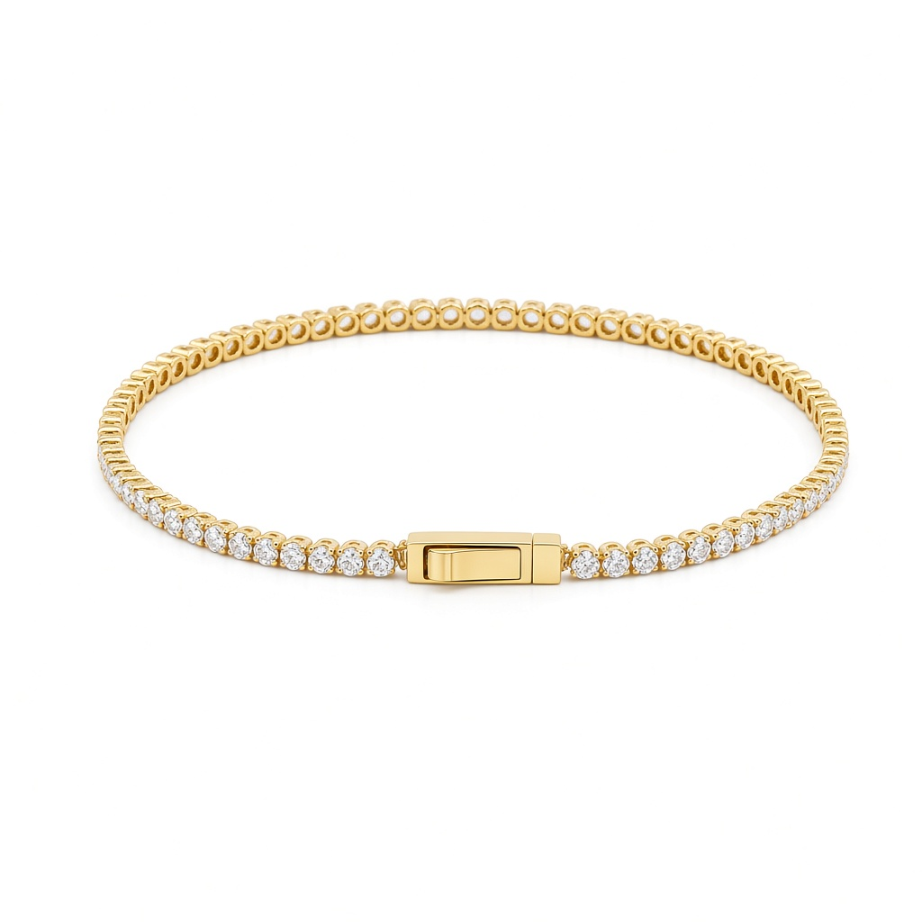 14K Yellow Gold Fashion Women's Tennis Bracelet with Cz / Size: 7" / Weight: 2.9 GR / COWB4TN