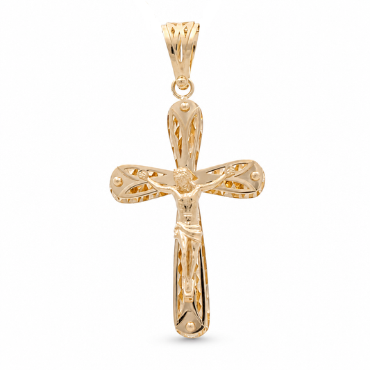 14K Yellow Gold Cross Pendant With Christ / Weight:4.7 GR  / 711-00293