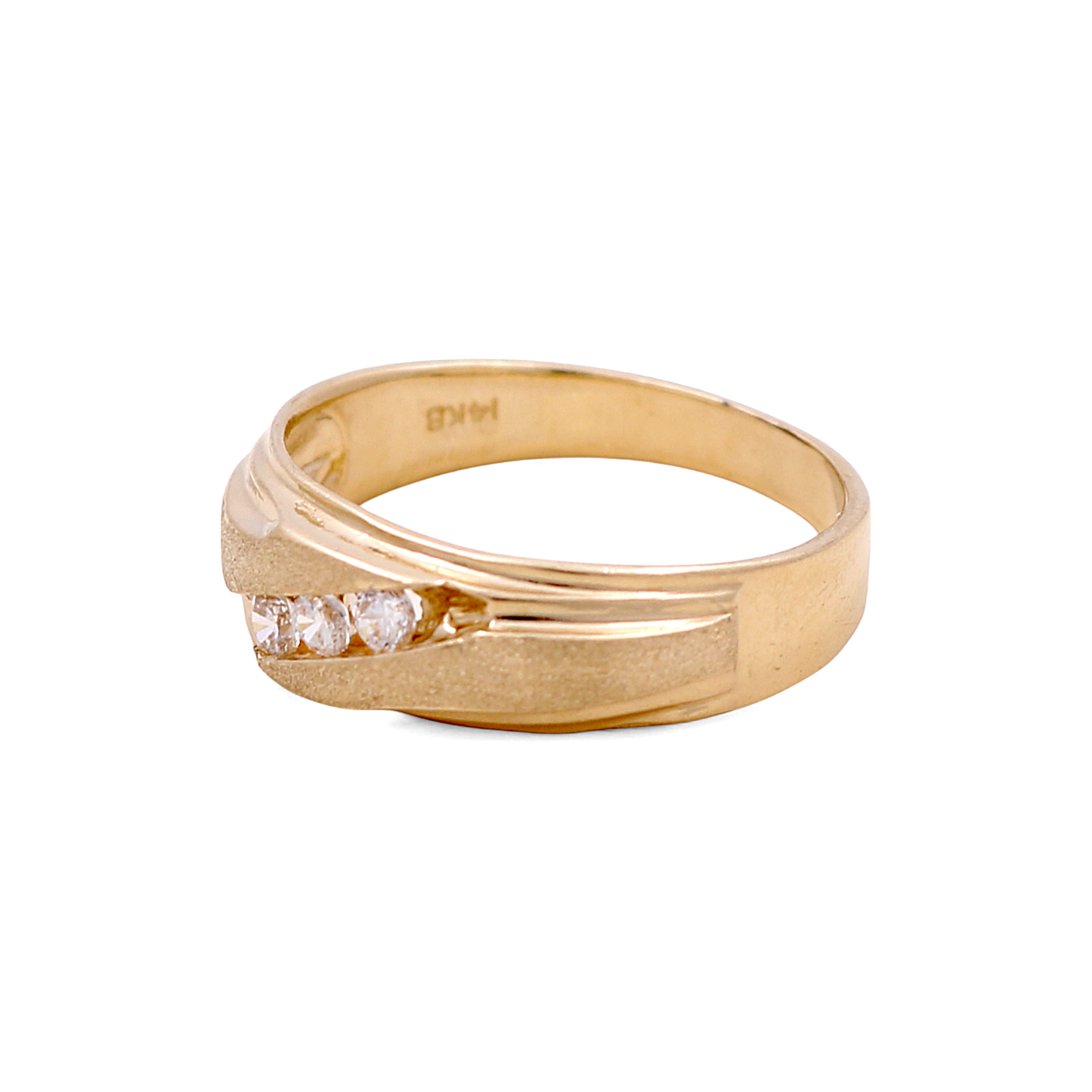 14K Yellow Gold Men's Wedding Band / Stone: Cz / Size: 10 / Weight: 3.7GR