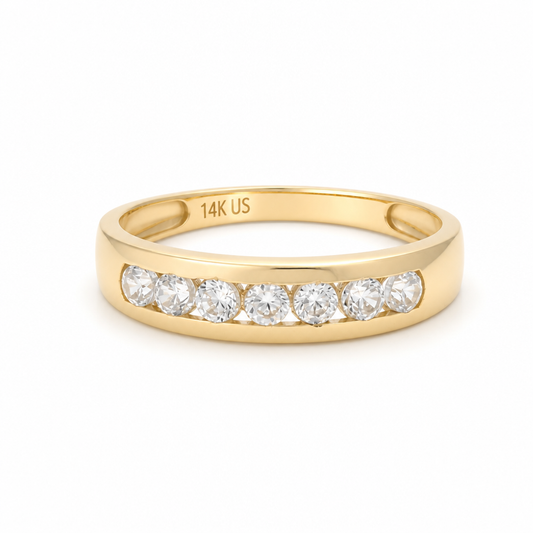 14K Yellow Gold Men's Wedding Band / Stone: Cz / Size: 10 / Weight: 2.2 GR
