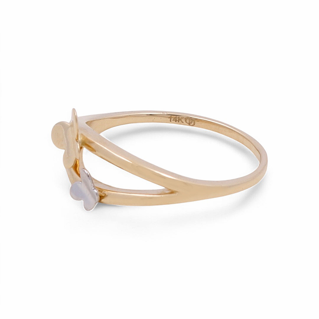 Anillo de oro de dos tonos de 14 quilates con forma de mariposa para mujer. Peso: 2,1 gr. COWRTT4BT