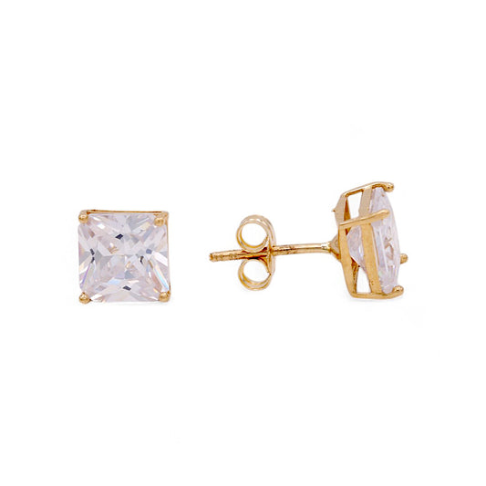 14k Yellow Gold Stud Earrings With Cz / 6-398101PS9