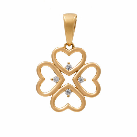10K Yellow Gold Clover Pendant with Cz / Weight: 1.2 GR