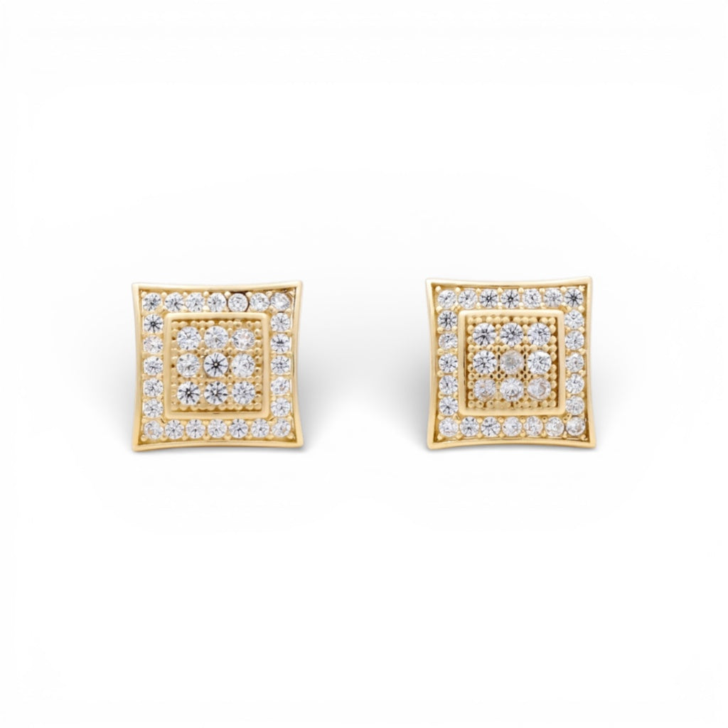 10K Yellow Gold RD Fashion Stud Earrings with Cz / Weight: 2.2 GR
