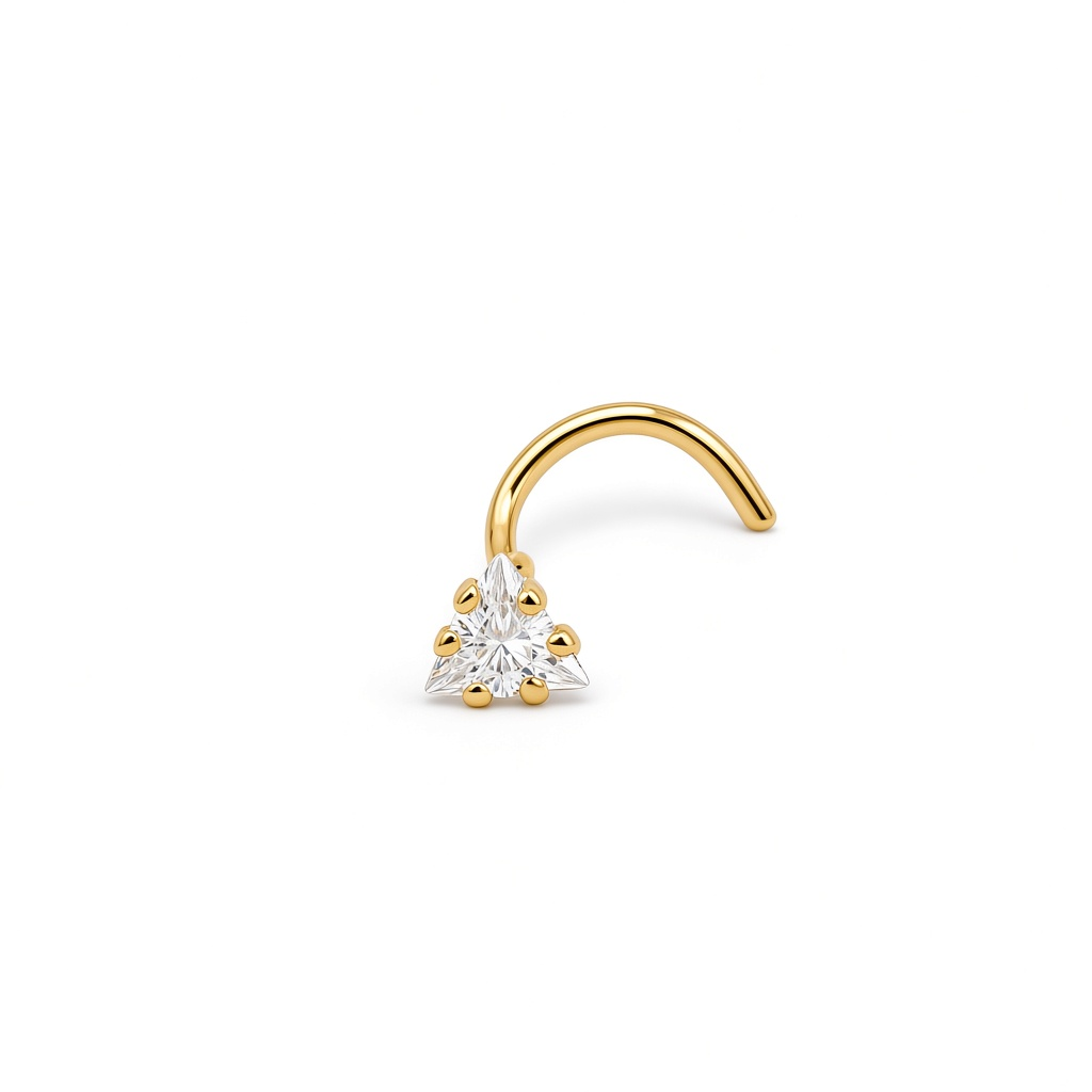 14K Yellow Gold Fashion Piercing with Cz Stone / 6-632201KS